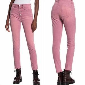 Rag & Bone Distressed Nina High Rise Ankle Skinny Raw Hem Corduroy Pants